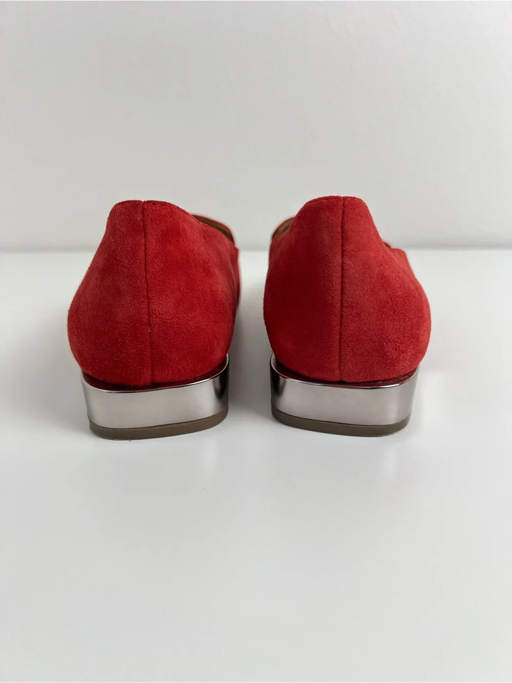 Naturalizer CLEA Red‎ Suede Loafers 8.5M Square Toe Low Block Heel Slip On Shoes